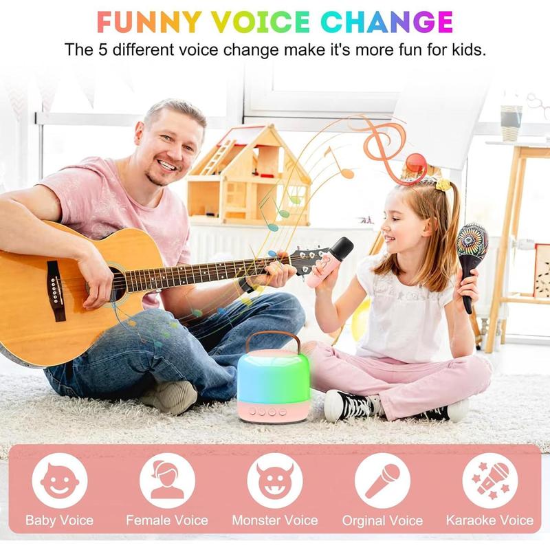 Mini Karaoke Machine for Kids Adults, Portable Bluetooth Speaker with 2 Wireless Microphones and LED Lights, Karaoke Toys Gifts for Girls Boys 4, 5, 6, 7, 8, 9,10,12+ Year Old Christmas Birthday Party