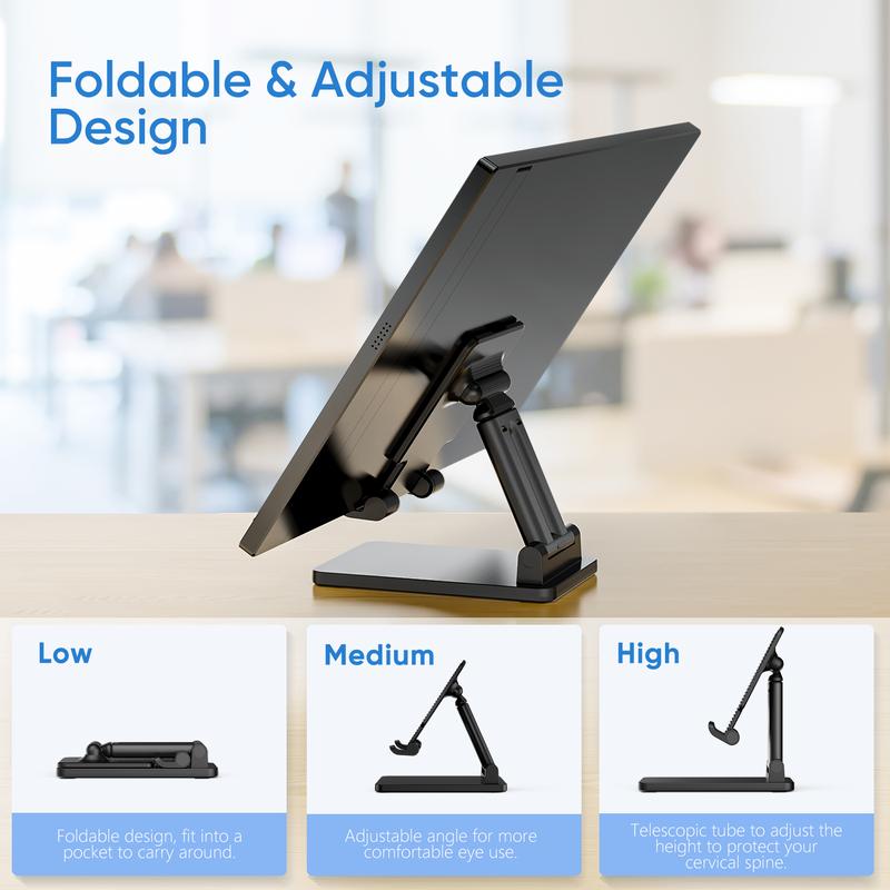 ARZOPA CellPhone Folding Stand, Adjustable & Foldable Sturdy Holder for Desk, Smartphone Accessories Compatible iPhone, iPad Pro Air Mini, Surface Pro, Portable Monitor 7