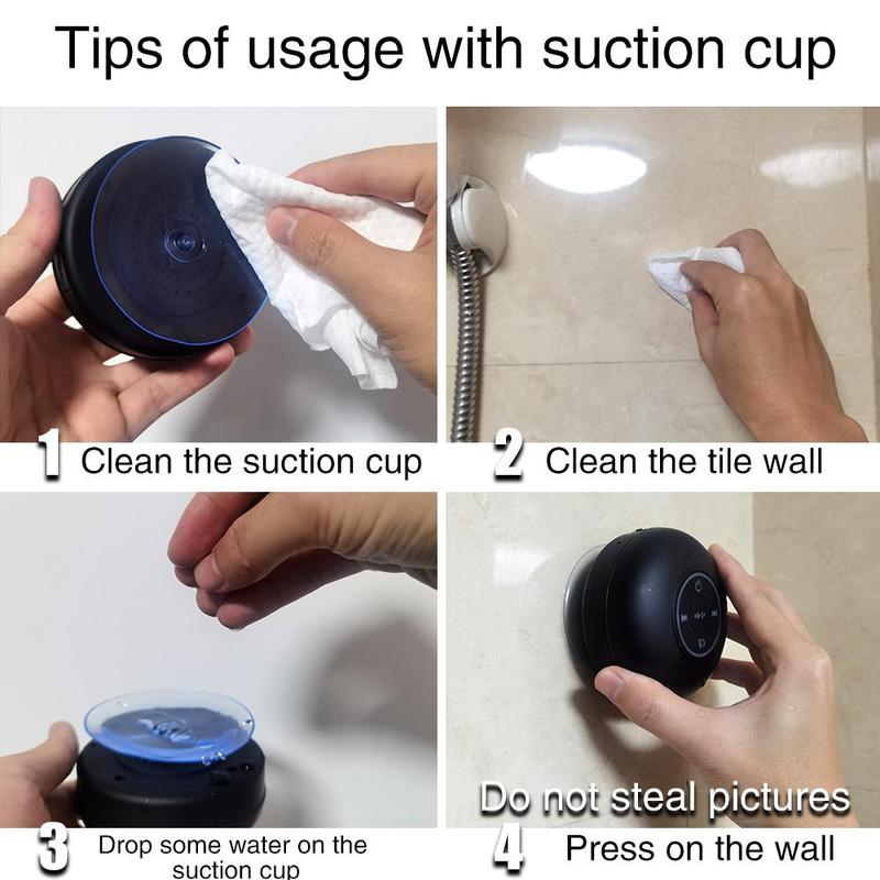 Mini LED Shower Speaker, Portable Wireless Speaker, Rechargeable Suction Cup Speaker Suitable for Outdoor Cycling & Gaming