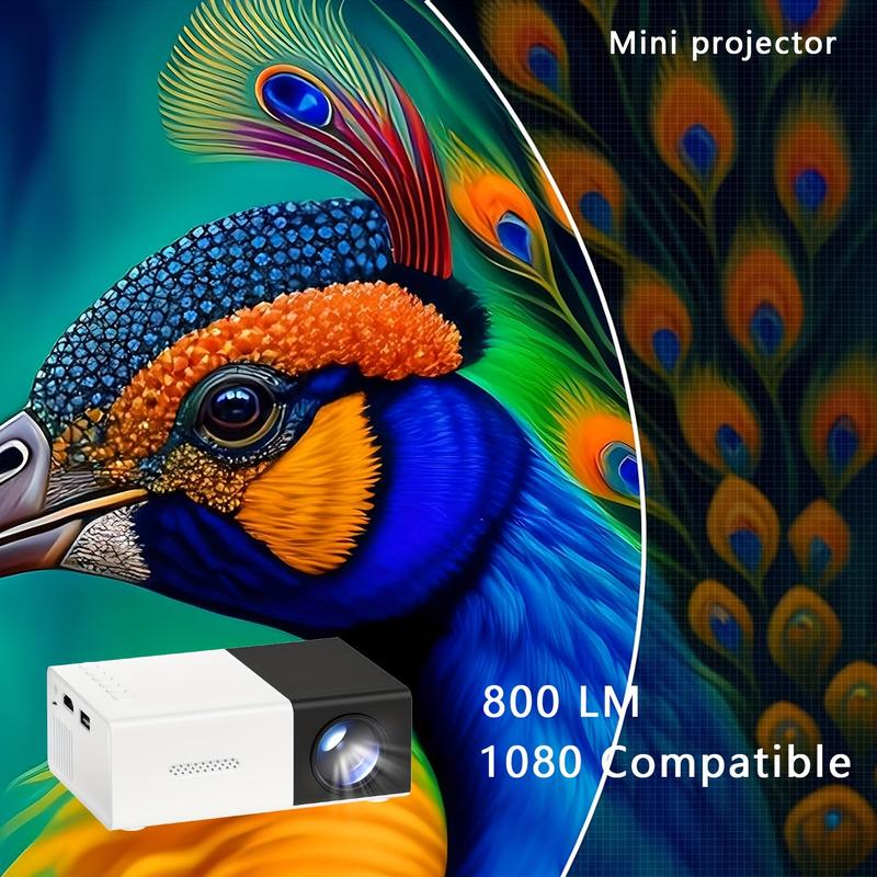 3000+ Lumen Bright HD Mini Projector - Portable, 3D-Ready, Professional High-Definition for Home Cinemas and Outdoor Camping, Compatible with HDTV, USB, SD, and Holder