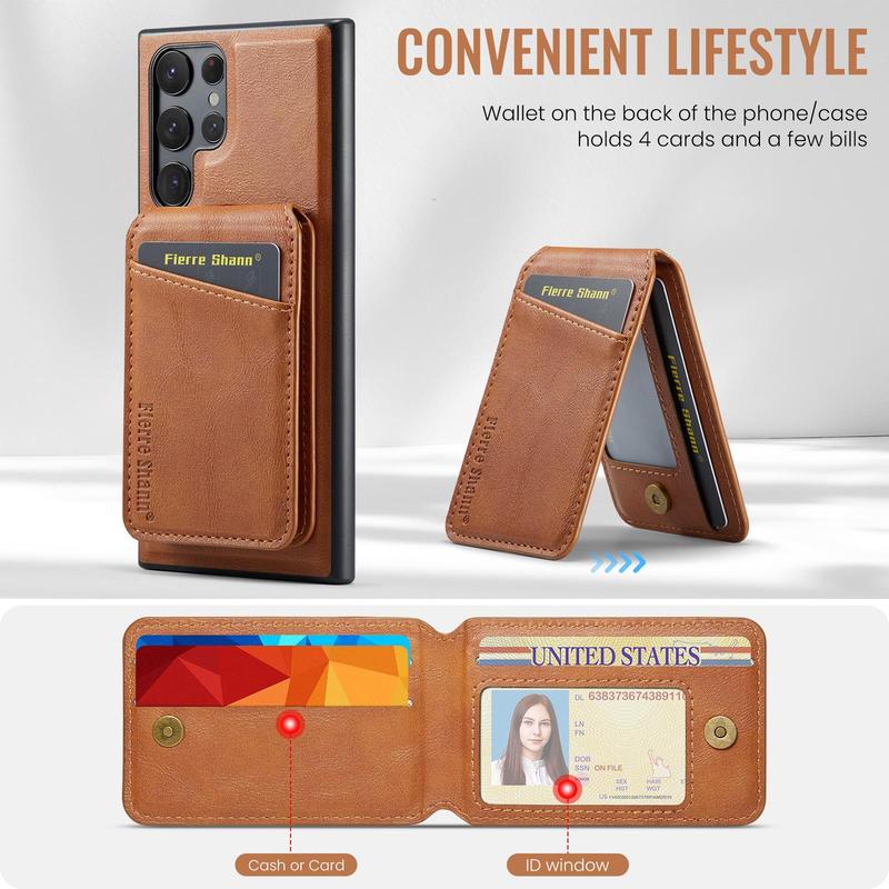 Magnetic 2 in 1 Phone Case with Card Holder, PU Leather Phone Protective Cover, Phone Accessories Compatible with Samsung Galaxy S24 S23 S22