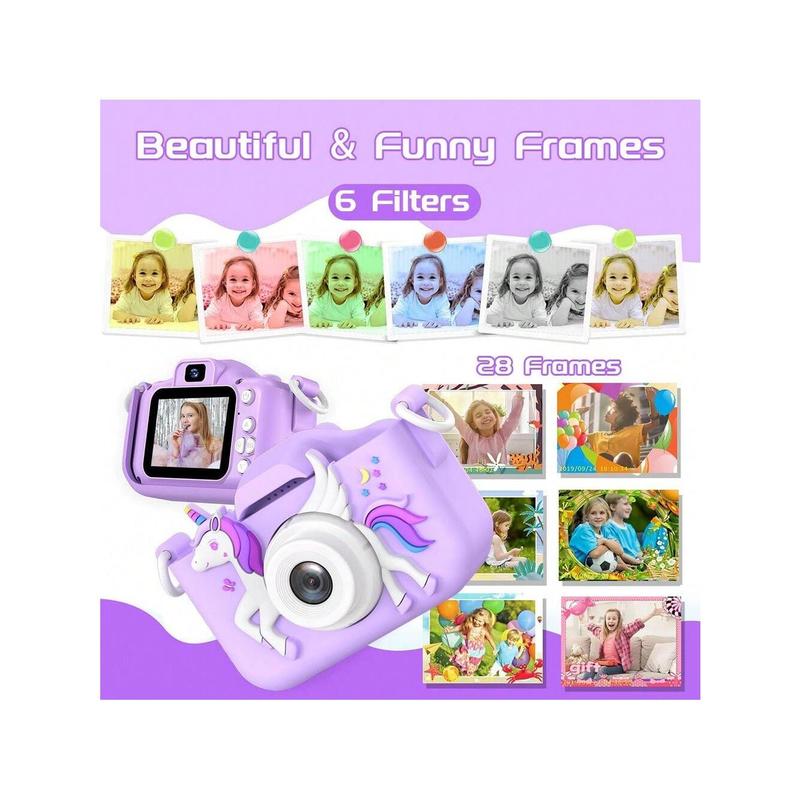 Children's Camera Toys For 3-12 Years Old Kids Boys Girls,HD Digital Video Camera With Protective Silicone Cover,Christmas Birthday Gifts With 32GB SD Card Durable Lens Durable Lens Micro Rechargeable Recording Selfie