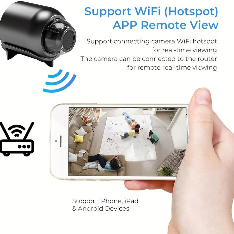 1pc Mini HD Hidden Camera - Wireless Smart Home Security Camera with Night Vision, Motion Detection, Alarm, Remote Control, 2.4G Video Surveillance, and Portable Recording