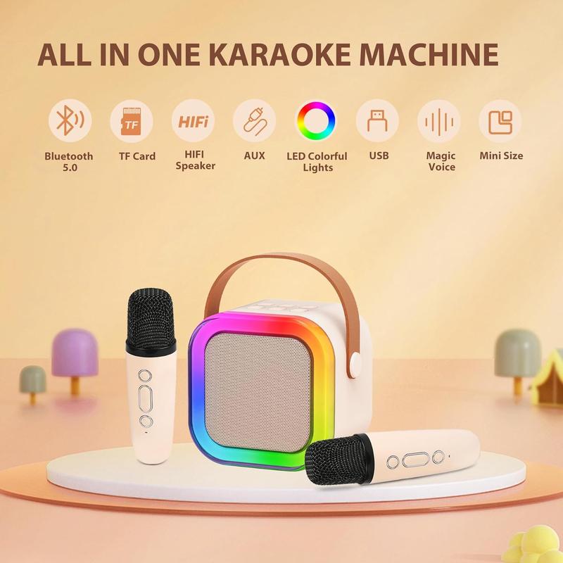 Karaoke Machine for Kids Adults, Mini Karaoke Machine with Wireless Microphone, Portable Bluetooth Speaker with Voice Changing Effects  Audio Compact