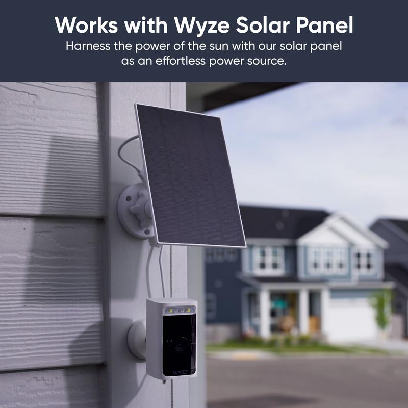 Wyze Wireless Cam Pro   Battery Powered 2K HDR Indoor Outdoor Smart Camera, Optional Solar Power, Home Security, Removable & Rechargeable Battery