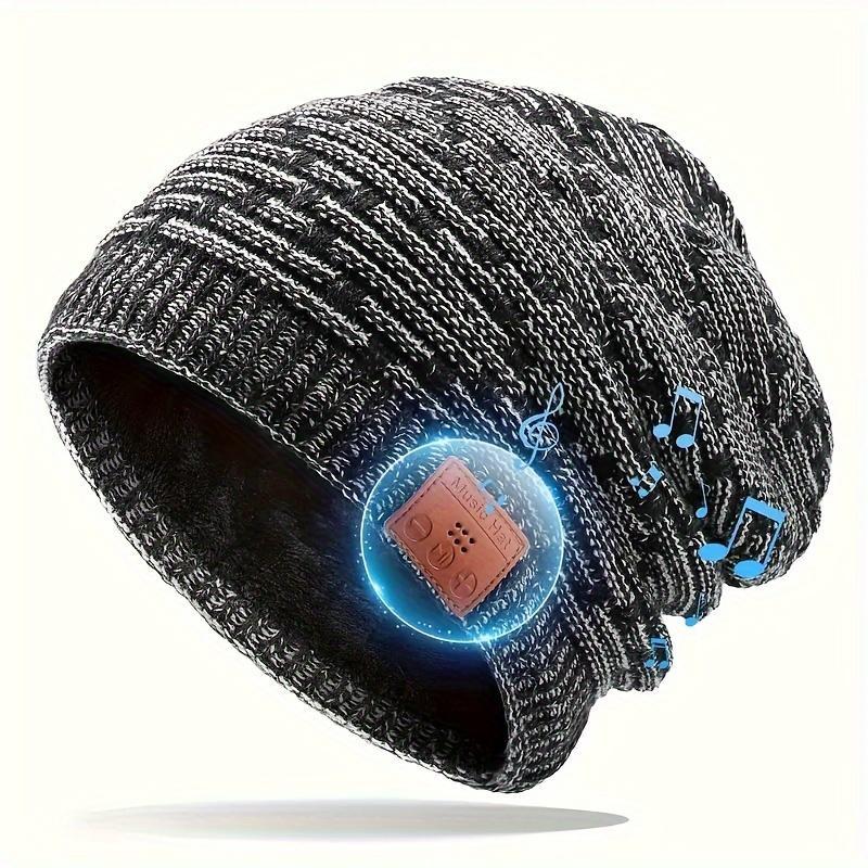 Wireless Music Beanie Hat, Wireless Headphones Integrated Headphones, Cool Tech Headphones for Men and Women, Stocking Stuffer Idea for Gamers and Adults