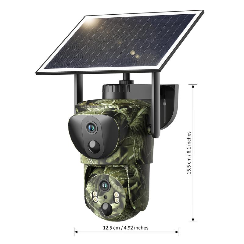 [New] Dual Lens Linkage 4G LTE Solar Powered Cellular Trail Cameras, Security Camera, NOT SUPPORT WIFI, 2K Live View&8MP Photos, with 360° Pan Tilt