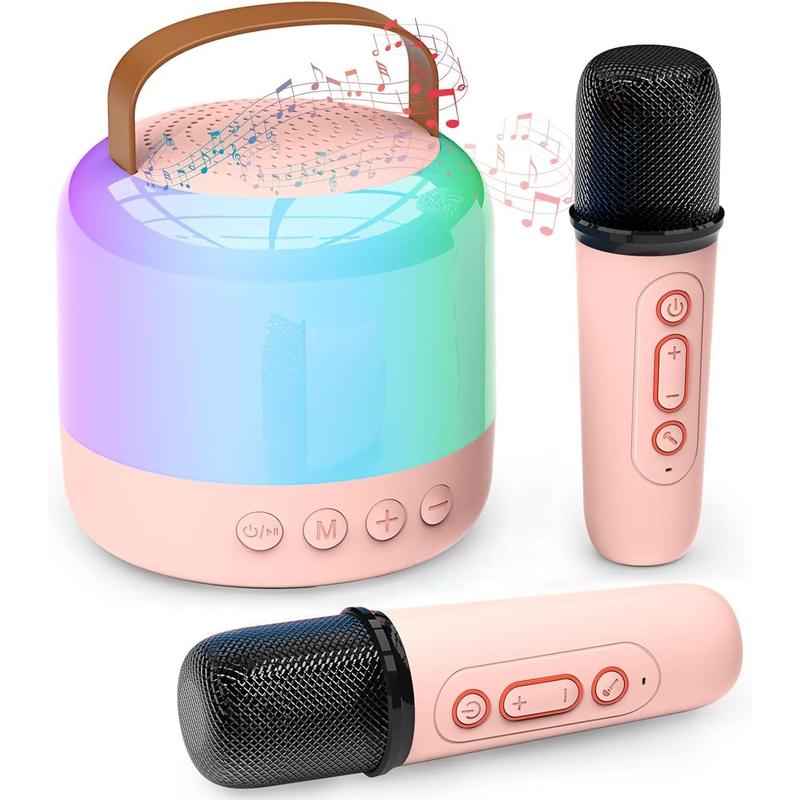 Mini Karaoke Machine for Kids Adults, Portable Bluetooth Speaker with 2 Wireless Microphones and LED Lights, Karaoke Toys Gifts for Girls Boys 4, 5, 6, 7, 8, 9,10,12+ Year Old Christmas Birthday Party