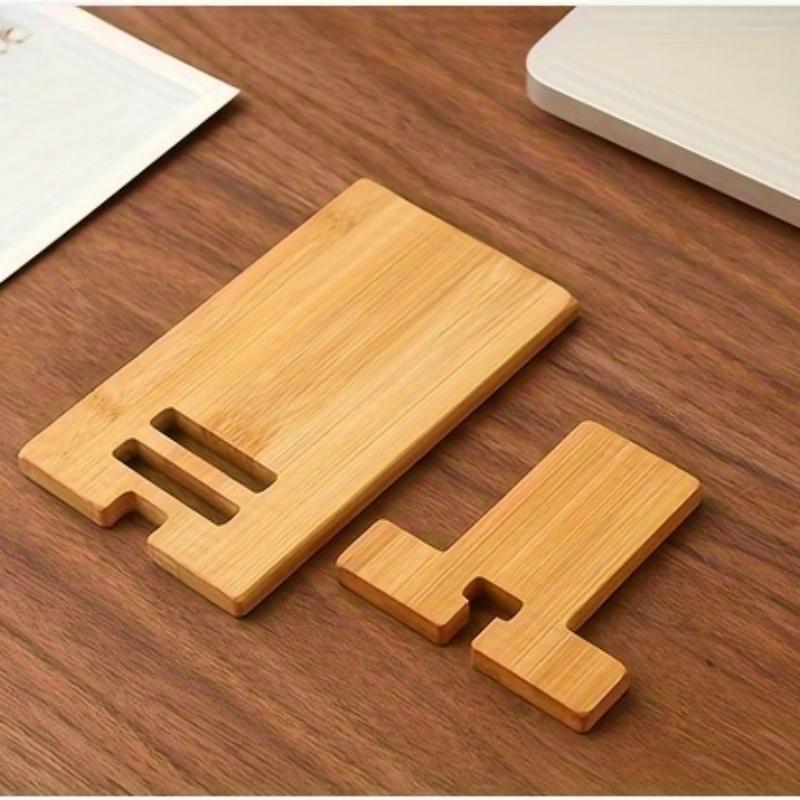 Bamboo Phone & Tablet Holder, 1 Count Desktop Tablet Stand, Portable Desk Phone & Tablet Stand, Tablet & Phone Accessories for Home Office Travel