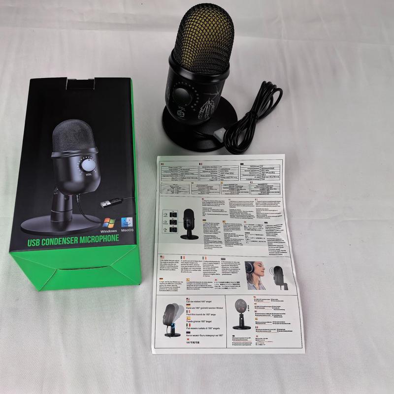 USB Powered Microphone, RGB Condenser Gaming Competition Microphone, Environment Light Microphone for Computer & Mobile Phone Live K Song