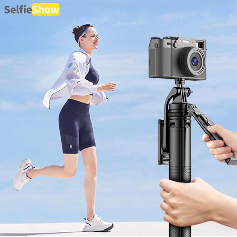 Adjustable Quadrupod Selfie Stick, 360° Panoramic Shooting Selfie Stick with Balanced Handle, Compatible with Android iOS, Sports Cameras, Digital Cameras