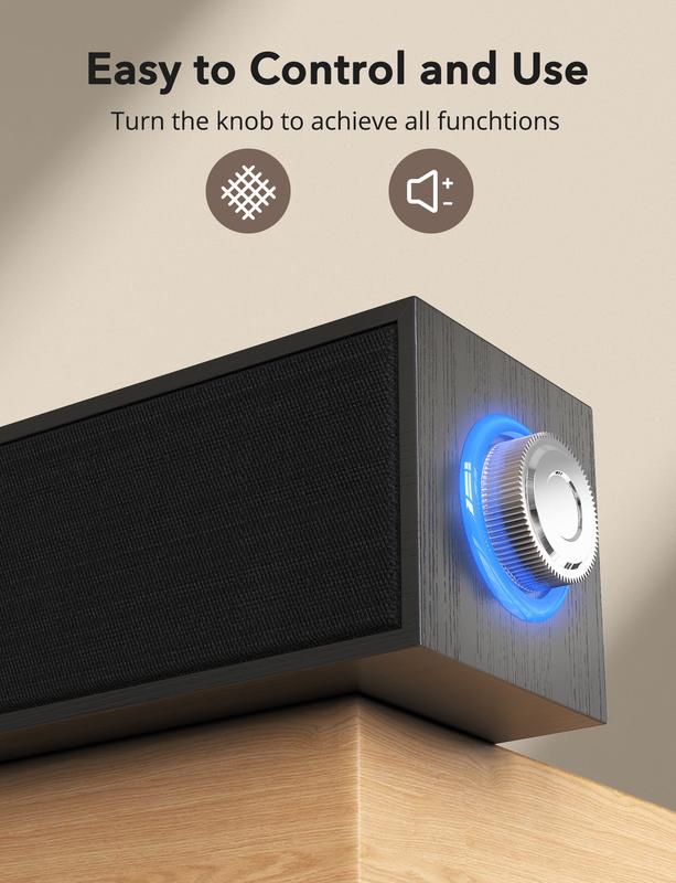 Computer Speakers Retro Desktop PC Speakers with Wood Grain, Loud Stereo Sound, 3.5mm AUX, USB Powered Gaming Speaker, Portable Mini Sound Bar Speaker for PC Monitor Laptop Tablet