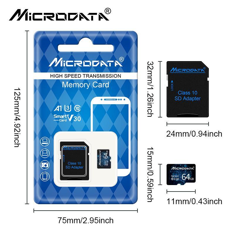 MICRODATA Micro TF SD Card, 1 Count High Speed Memory Card, Flash TF Card for SD Adapter, Camera Accessories for Home & Office