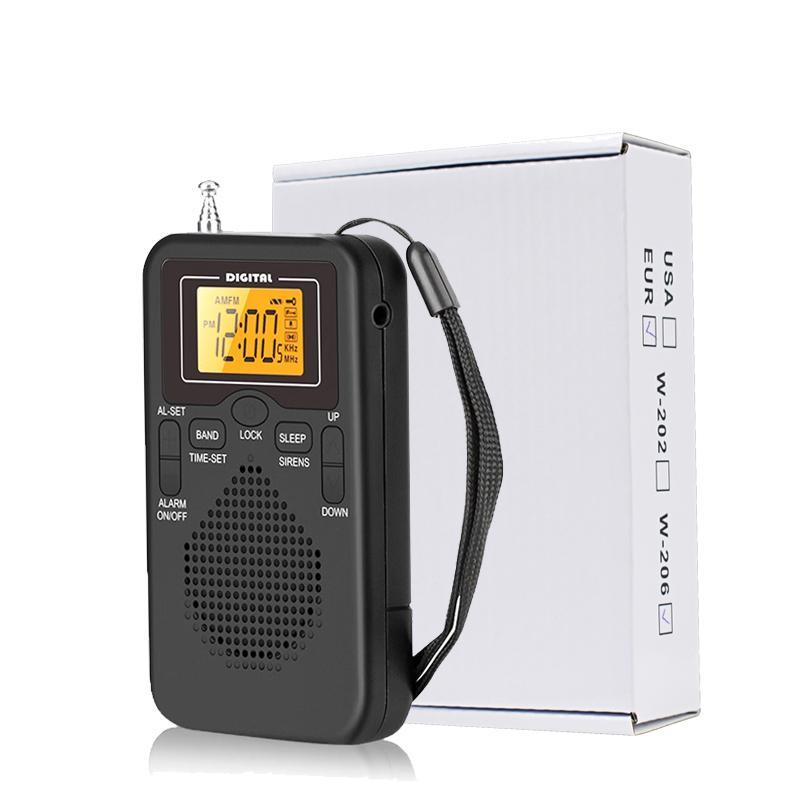 Portable Mini Radio, Handheld AM FM Dual Band Stereo Pocket Radio Receiver with LED Display Speaker, Alarm Clock Pocket Radio