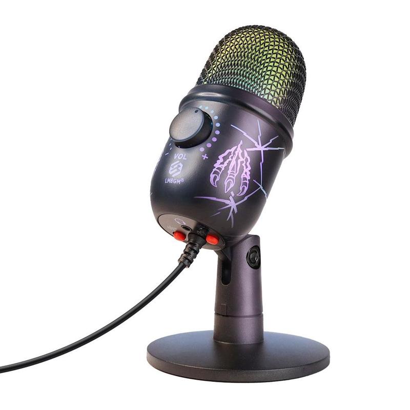 USB Powered Microphone, RGB Condenser Gaming Competition Microphone, Environment Light Microphone for Computer & Mobile Phone Live K Song