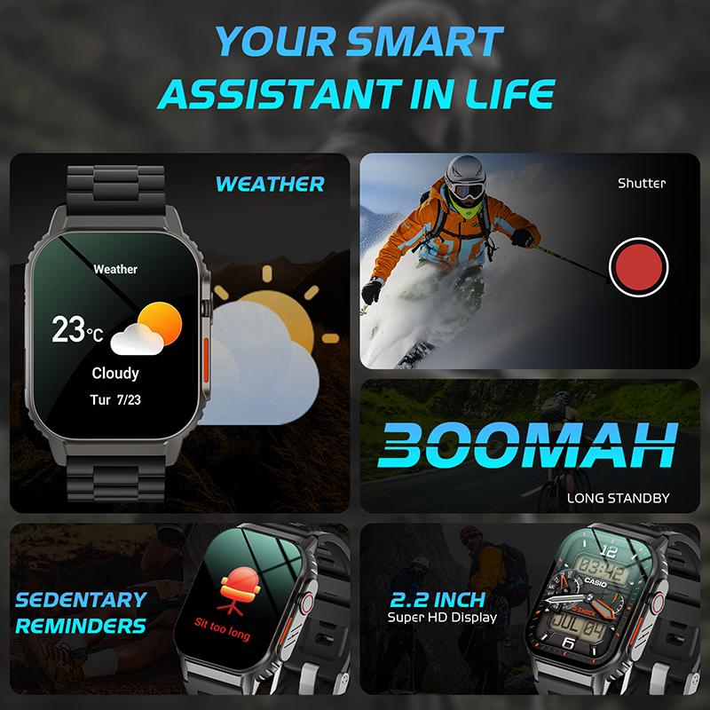 Best Military-Grade Smartwatch for Fitness & Health Tracking, Waterproof, Anti-Collision, Multi-Sport Mode, Portable and Durable, with Smartphone Integration for Comprehensive Health Monitoring and Outdoor Sports