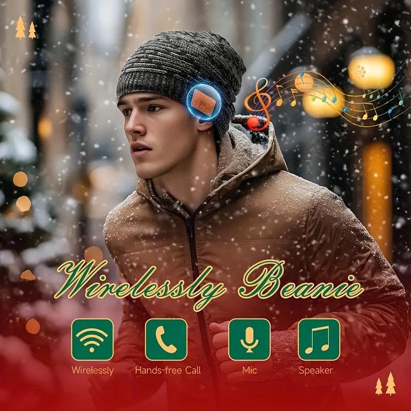 Wireless Music Beanie Hat, Wireless Headphones Integrated Headphones, Cool Tech Headphones for Men and Women, Stocking Stuffer Idea for Gamers and Adults