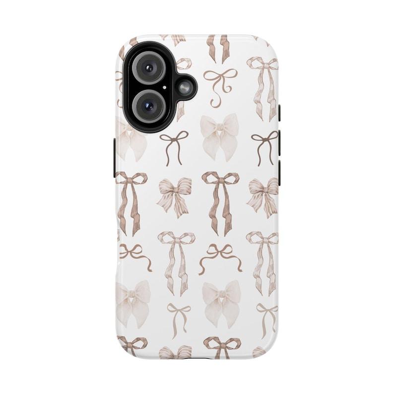 Soft Beige Coquette Phone Case, Bow Phone Case, Soft Girl Aesthetic, iPhone 16 15 14 13 12 11 Pro Max 8 Plus X Samsung Galaxy S24 S23 Ultra