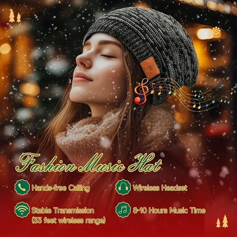 Wireless Music Beanie Hat, Wireless Headphones Integrated Headphones, Cool Tech Headphones for Men and Women, Stocking Stuffer Idea for Gamers and Adults