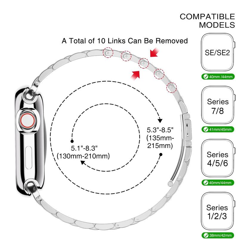 Stainless Steel Apple Watch Band and Case for Men and Women, Compatible with 45mm, 44mm, and 42mm Apple Watches, Suitable for Series 9 8 7 6 5 4 3 2 1 SE SE2 (Silver, 42mm 44mm 45mm) Accessories Wearable