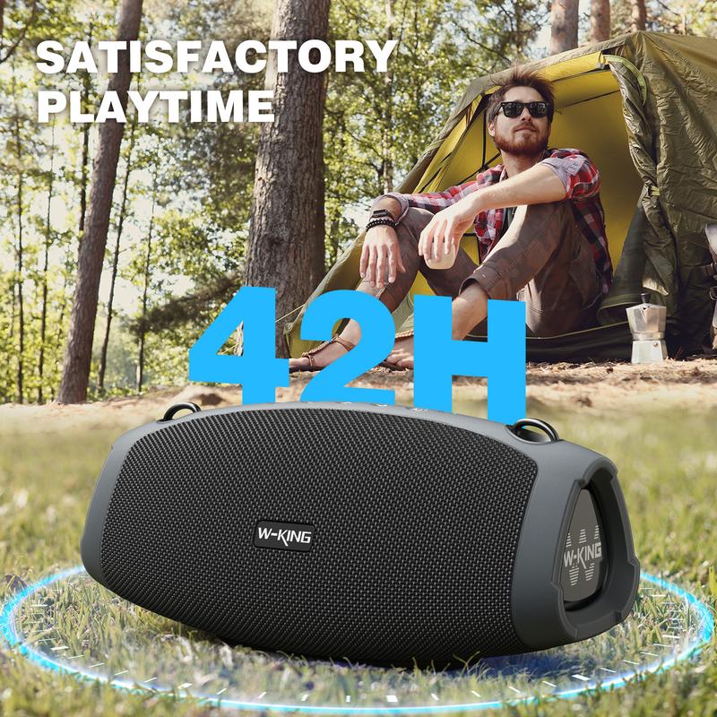 W-KING 70W (90W Peak) Portable Loud Bluetooth Speakers with Wireless Microphone, Portable Outdoor Speakers Bluetooth Wireless Waterproof, Triple Passive Radiators-Deep Bass Hi-fi DSP Power Bank TF AUX EQ Opener