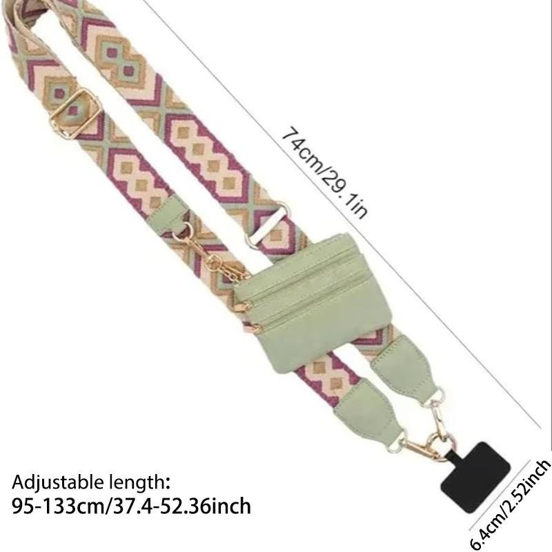 Adjustable Long Phone Lanyard with Zipper Pouch, 1 Set Creative Pattern Crossbody Phone Strap & 1 Set Beaded Wrist Bracelet, Phone Accessories for Women & Girls