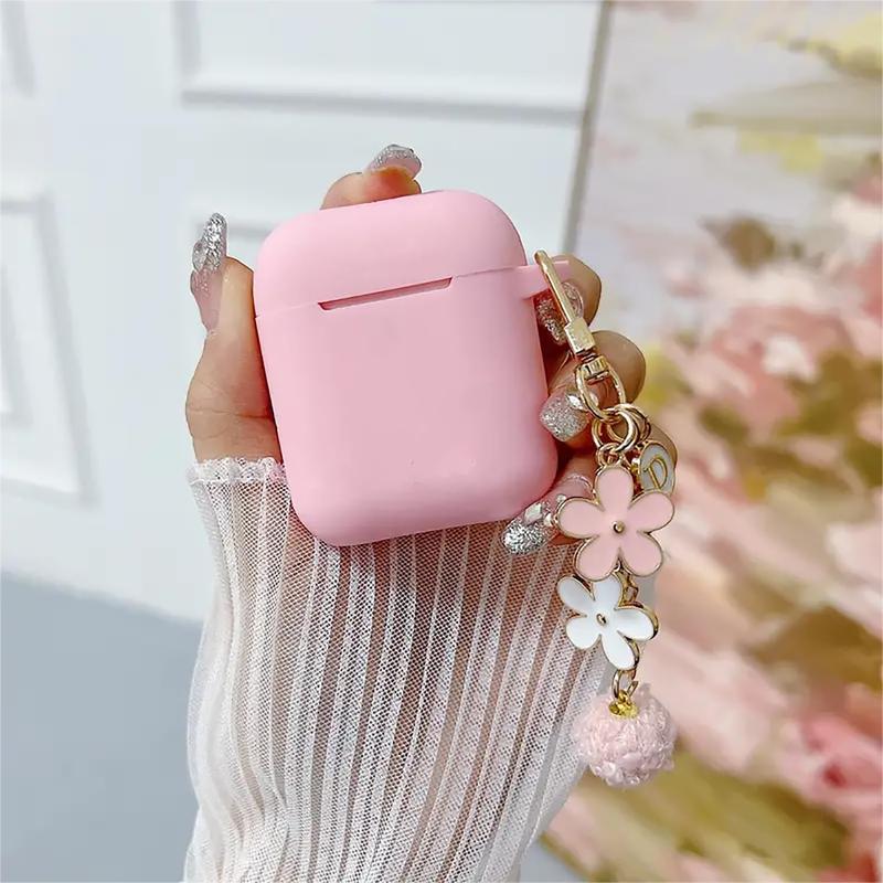 Cute Pink Case for Airpods 2nd 1st Generation Cover for Girl Women with Pom pom Keychain & Cleaner Kit, Soft Airpods iPod 2nd 1st Gen Protective Cover Skin for Airpods 2 1, Pink