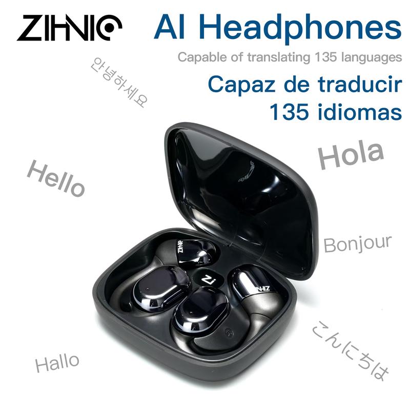 ZIHNIC S05 AI Translation Earphone Wireless Bluetooth 5.4 OWS Waterproof Sport Headsets Support 135 Languages Real Time Bluetooth Translation Support Playing Music Phone Calls Headphones Noise Reduction Headphones with Mic