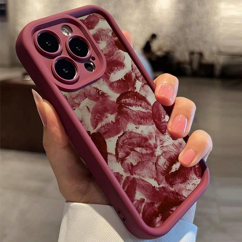 Lip Print Pattern Phone Cases, 3D Embossed Soft Anti-fall Waterproof Phone Case, Compatible with iPhone 15 Pro Max Case iPhone 11 Cases iPhone 14 Pro Max Case iPhone 15 Cases