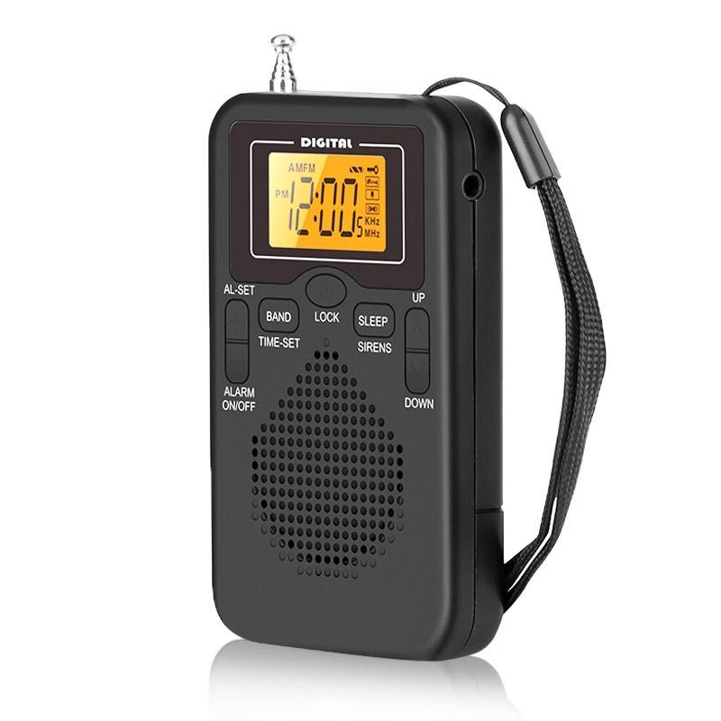 Portable Mini Radio, Handheld AM FM Dual Band Stereo Pocket Radio Receiver with LED Display Speaker, Alarm Clock Pocket Radio