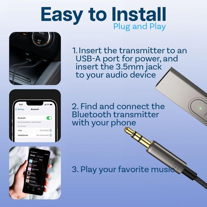 AUX Adapter USB - 3.5mm AUX   Adapter - AUX BT Adapter - USB  Adapter to 3.5mm Jack with Microphone  Receiver for Music and Handsfree Calling