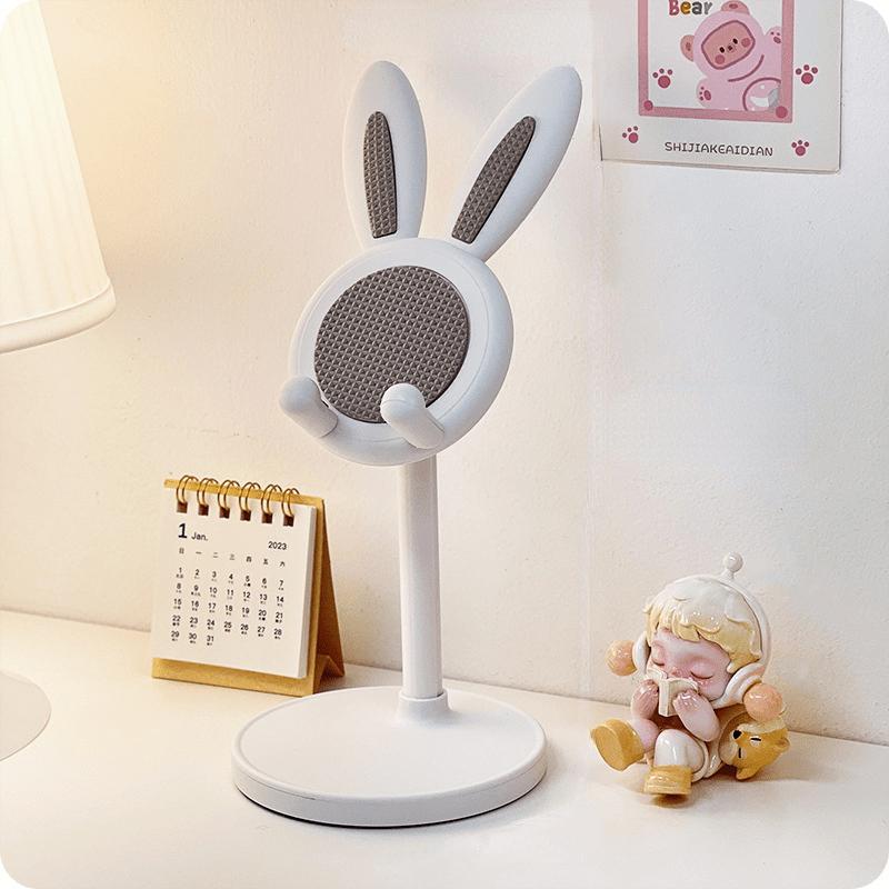 Cute Rabbit Design Phone Holder, Adjustable Height & Stretchable Phone Stand, Multifunctional Desktop Phone Holder for Home Office