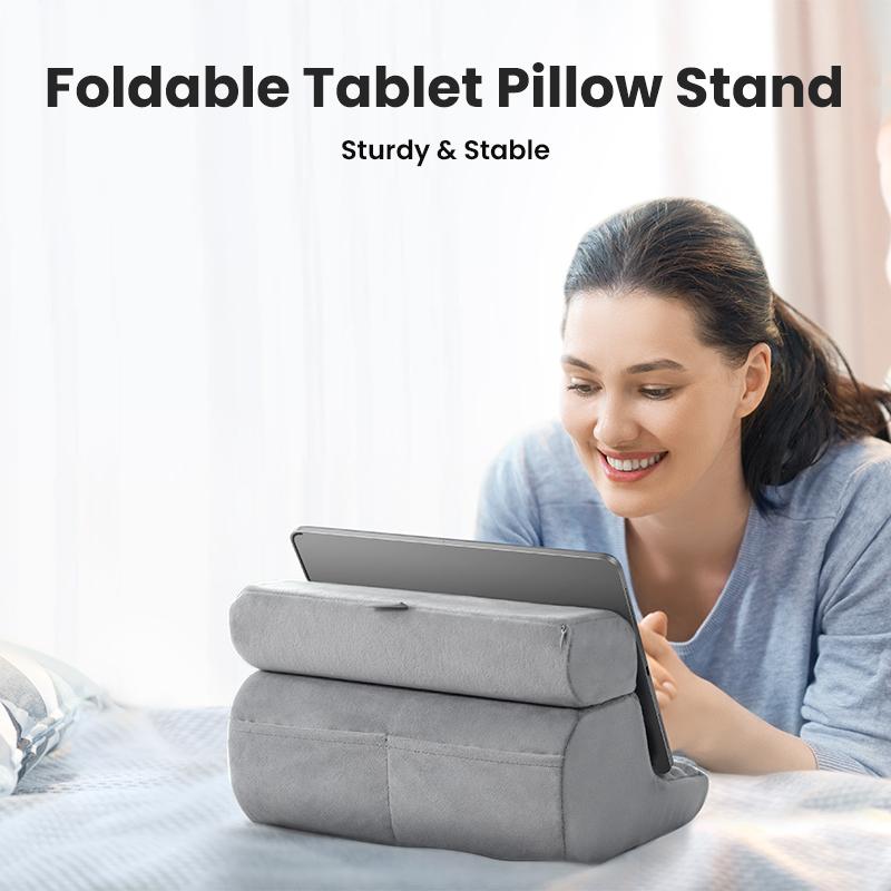 UGREEN Tablet Pillow Stand Soft Holder Bed with 3 Viewing Angles Adjustable Pillow Holder Backrest Washable, Multifunctional Mobile Phone and Tablet Holder--Black Friday