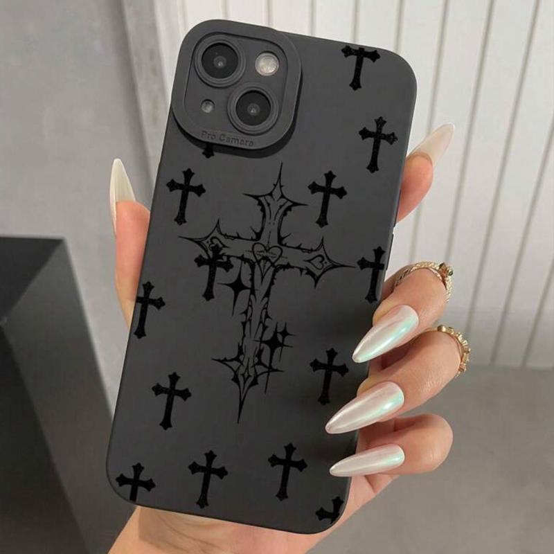 Cross Pattern Phone Case, Anti-fall Phone Protector Cover, Shockproof Phone Protective Case Compatible with iPhone 15 14 13 12 11 Series, Unique Phone Cases