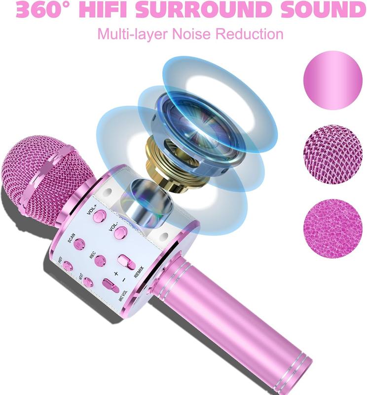 Karaoke Microphone 2 Pack,   Karaoke Microphone for Singing Portable Handheld Mic Speaker Machine, Christmas Birthday Gifts for Girls Ages 4, 5, 6, 7, 8, 9, 10, 12+