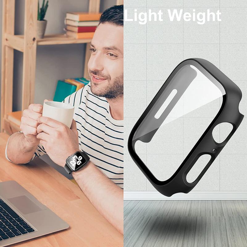 Casual & Stylish Smart Watch Case for Summer Gift, 6 Counts set Anti-fall Watch Protector Cover, Tempered Film Protective Cover for iWatch Series Ultra se 9 8 7 6 5 4 3 2 1, Fashion Watch Accessories