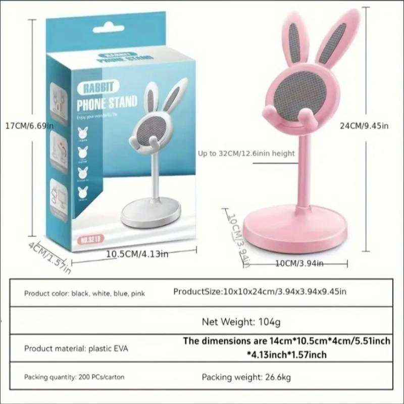 Cute Rabbit Design Phone Holder, Adjustable Height & Stretchable Phone Stand, Multifunctional Desktop Phone Holder for Home Office