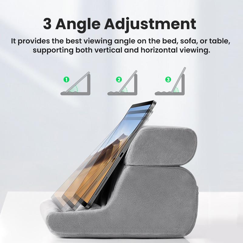 UGREEN Tablet Pillow Stand Soft Holder Bed with 3 Viewing Angles Adjustable Pillow Holder Backrest Washable, Multifunctional Mobile Phone and Tablet Holder--Black Friday