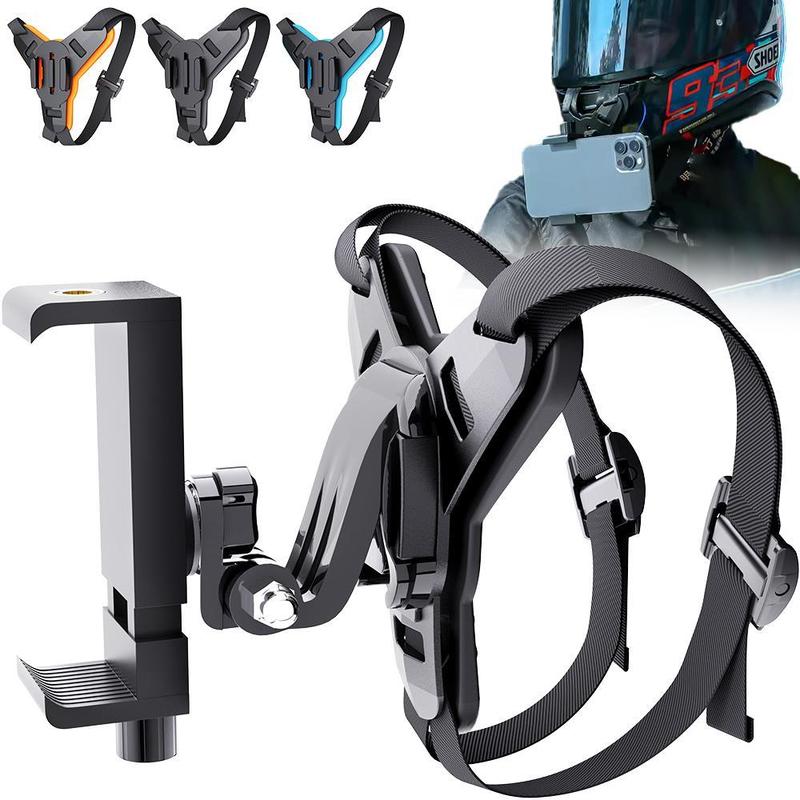 Motorcycle Helmet Chin Mount, 1 Set Motorcycle Strap Holder for iPhone Samsung, Action Camera Holder for GoPro Hero 9 8 7 6 5 4 3, Insta360 One R, AKASO, DJI OSMO