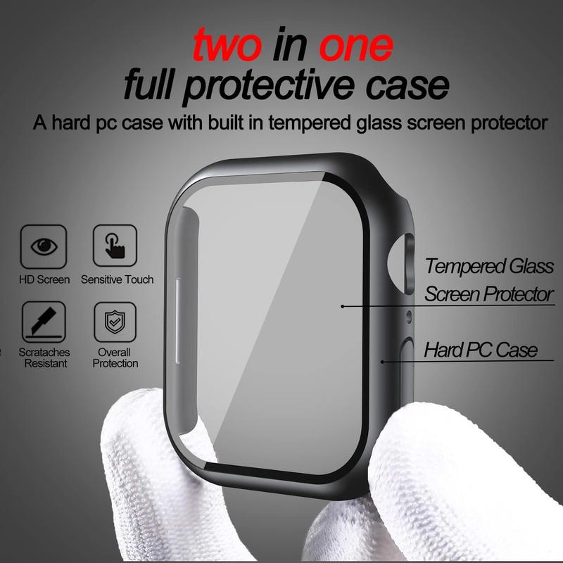 2-Pack Wearable Protection Apple Watch Case with Tempered Glass Screen Protector for Series 9 8 7 45mm - Hard PC Stainless Steel Cover