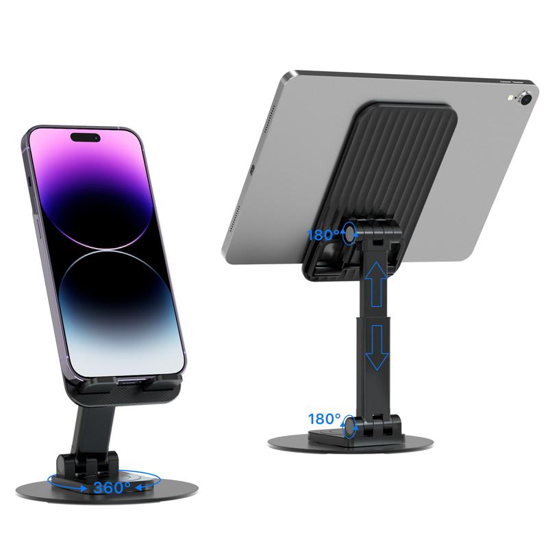 360° Rotatable Stand for Phones & Tablets, Foldable Mount, Adjustable Desktop Phone Holder