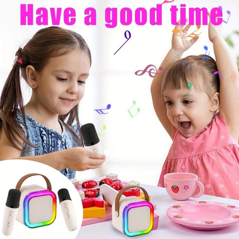 Portable Mini Karaoke Machine, Wireless Microphone & Light, USB Rechargeable Wireless Microphone Speaker, Suitable for Smartphone Toys, Birthday, Family, House Party