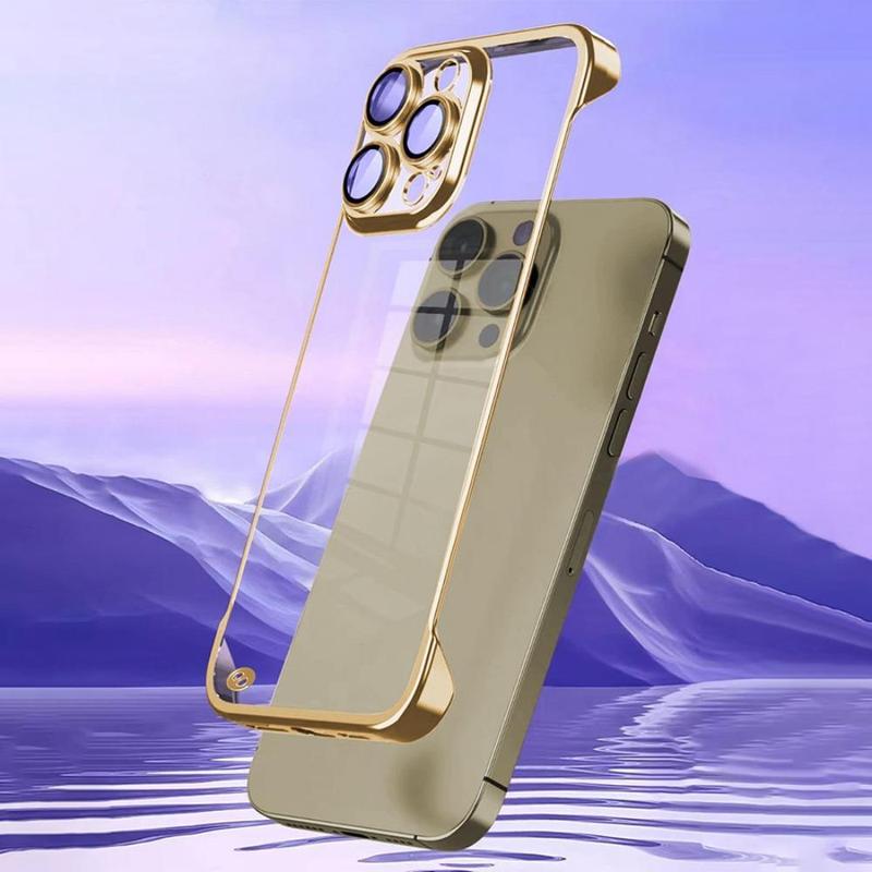 Frameless Electroplated Clear Smartphone Protective Case, 1 Count Handheld Shockproof Cellphone Cases, Phone Protector Cover for iPhone 11 12 13 14 15 Series, Phone Accessories