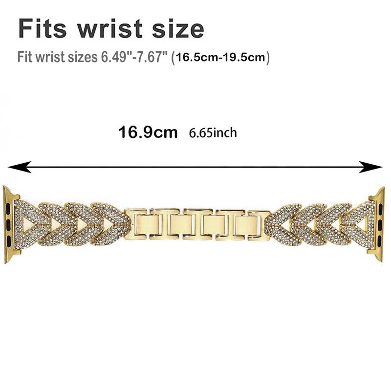 TUVPLNT Rhinestone Decor Watch Band (Band Only), Bling Watch Band for Apple Watch Series 9 8 7 6 5 4 3 2 1 SE, Fashion Wearable Accessories for Apple Watch Bands 38mm to 45mm, Birthday Gifts