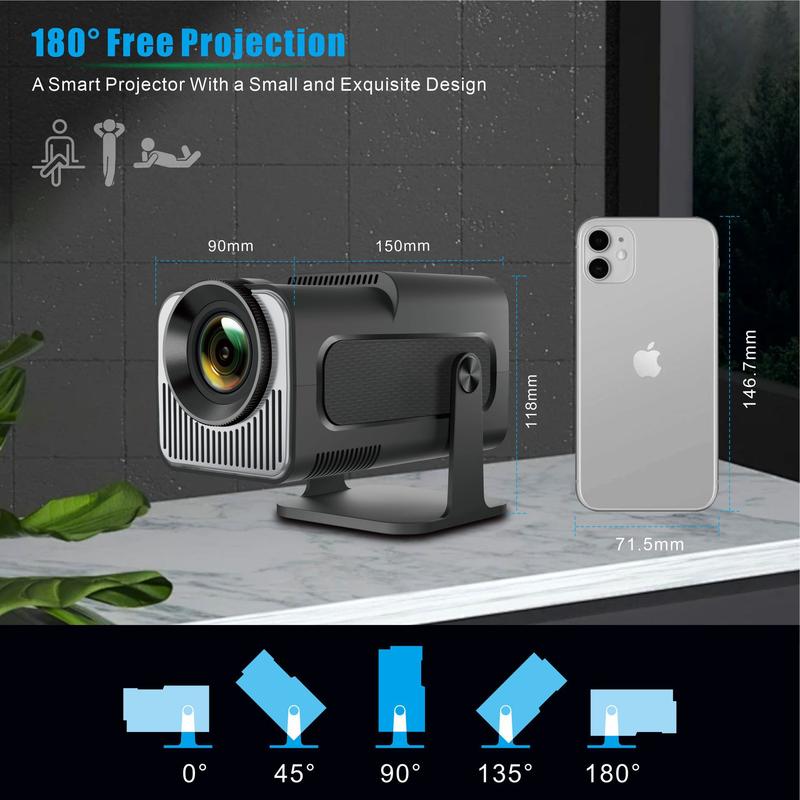 Mini Projector,HY320 Mini 4K 200 ANSI  with  6 and Bluetooth 5, Portable  Auto Keystone Correction,30