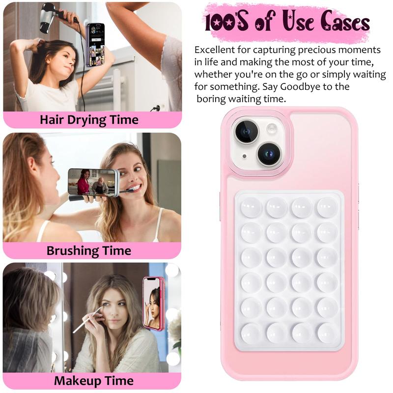 Silicone Suction Phone Case Mount, Non Slip Sticky Phone Grip for CellPhone, Silicon Adhesive Suction Cup Phone Mount, Strong Grip Holder for Selfies and Videos Available on iphone and Android