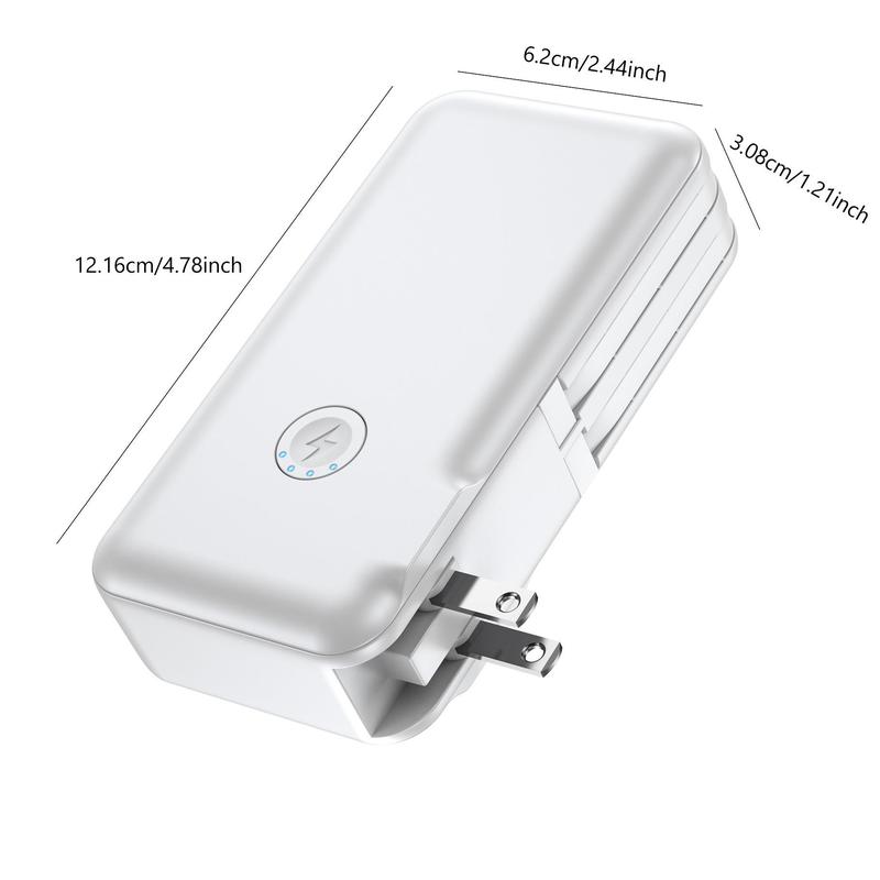 10000mAh Power Bank with Built-in Cable & US Plug, PD3.0 QC4.0 22.5W Fast Charging Power Bank Suitable for iPhone & Pad & Other Electronic Devices, Stocking Fillers Gift