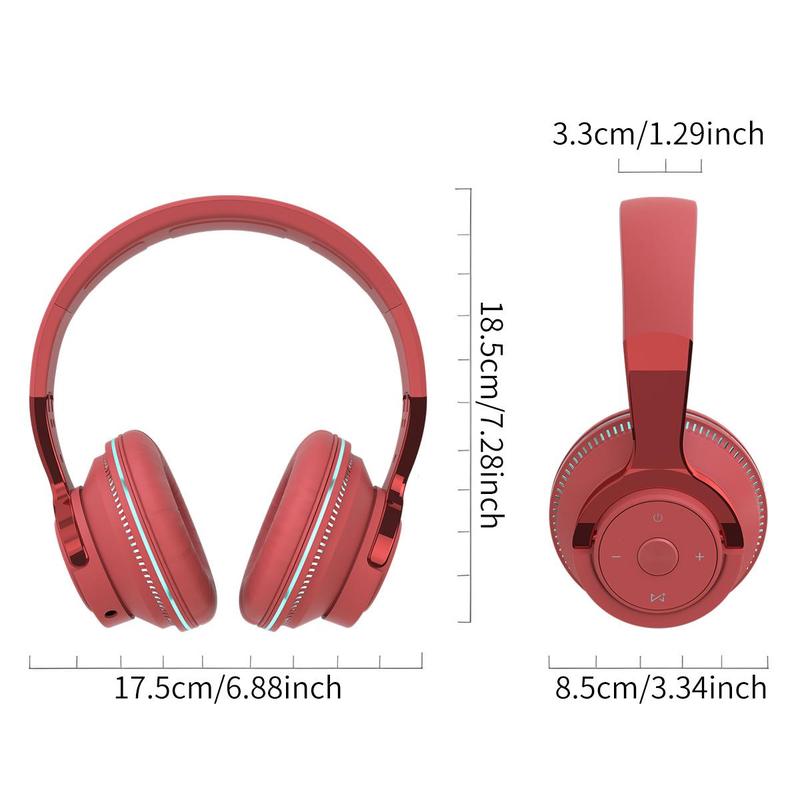 Foldable Wireless Headphone, Over-ear Wireless Bluetooth-compatible Headset with Mic, Wireless Stereo Headphones for Tablets and Phones