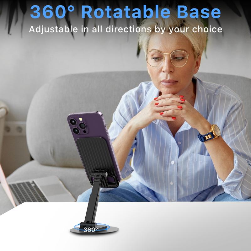 360° Rotatable Stand for Phones & Tablets, Foldable Mount, Adjustable Desktop Phone Holder