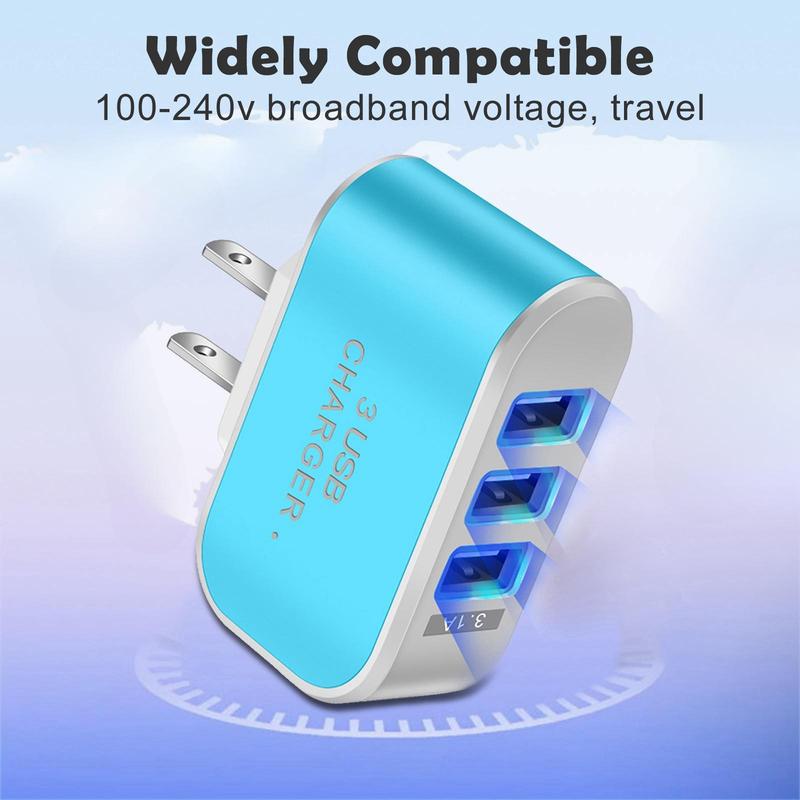 3.1A 3 USB Ports Mobile Phone Charger, Wall Charger Adapter with 3 USB Ports, Portable Travel Charger Adapter for iPhone iPad iPod, Mobile Phone Accessories